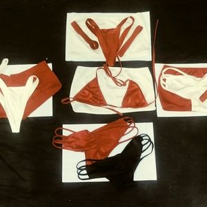 Stripper lycra red white and black bundle. ALL new